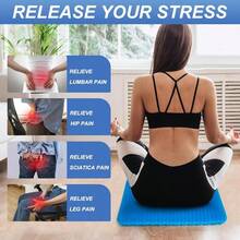 Gel Seat Cushion For Long Sitting 16.5" X 14.5" X 2.4" Extra Thick&Soft Gel Cushion For People Over 185 Lbs Pressure Relief Cushion For Office Chair Egg Cushions For Wheelchair Gel Pad For Car - Double Size Blue Gel - View 3