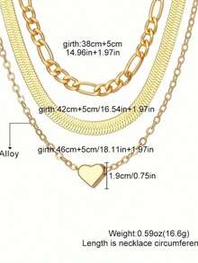 قلادة سلسلة ثعبان قلب متعدد الطبقات أنيقة وبسيطة للنساء قطعة واحدة