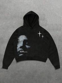 Teen Boys Fashion Hoodies Printed Hooded Sweatshirts Kids Clothing - 黑色 - 查看 1