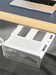 1 pieza Caja de almacenamiento de cajón debajo del escritorio, estante organizador, almacenamiento oculto, sin necesidad de perforar, material para mascotas, estilo colgante deslizante