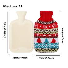 1 set de bouteille d'eau chaude de la série Arbre de Noël avec housse en peluche tricotée, coussin chauffant rechargeable de 2L/1L avec housse, convient pour réchauffer et rafraîchir les mains et les pieds, excellent cadeau de Noël