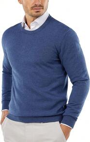 Men's Crew Neck Sweater Slim Fit Lightweight Sweatshirts Knitted Pullover For Casual Or Dressy Wear - 藍色 - 查看 8