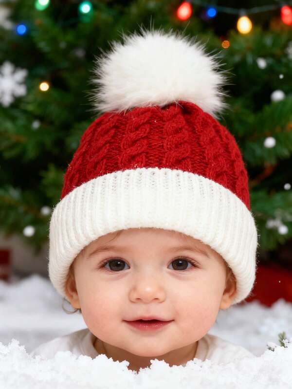 1 gorro de malha de Natal para bebê, adequado para o Natal, presente de Natal