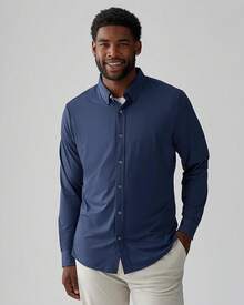 Men's Commuter Shirt, Performance Dress Shirts For Men, Machine Washable, Wrinkle Resistant, Slim Fit Button Down Shirthalloween - Navy - View 5