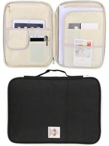 Hilitand 5 colores funcionales A4 Bolsas de documentos Carpeta de archivos Organizador de cartera Portátil para computadora Estuche con cremallera(Black) - Verde manzana - Ver 6