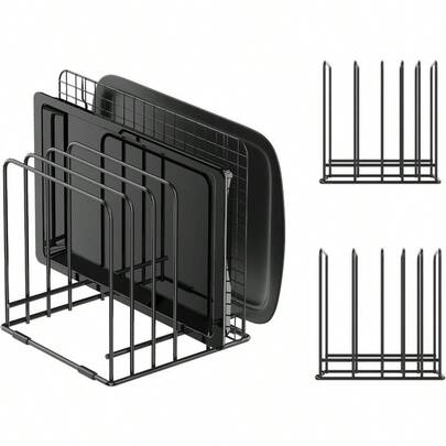 2Pack Cutting Board Organizer Kitchen Cabinet Organizer Storage Rack Divided 5 Slots Holder Stand For Baking Cookie Pan Cookie Sheets Organizer For Kitchen Countertop