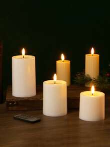 Set de 3/2/1 piezas de nuevas luces de vela electrónica tipo bala LED de Navidad, velas de cera de piedra falsa, luces de vela electrónica LED, adecuadas para Navidad, Halloween, decoración de vacaciones, decoración de habitaciones y decoración de fiestas, iluminación romántica LED para bodas (con o sin control remoto) (Baterías no incluidas) - Multicolor - Ver 9