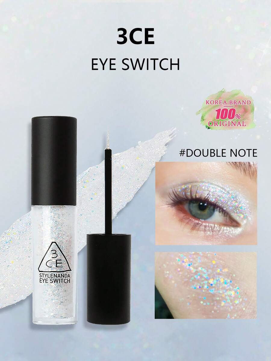 3CE Eye Switch #DOUBLE NOTE 液体眼影，凝胶配方，高显色度，多维妆效，轻轻一抹即可上色，超级闪亮，银色珠光闪片，韩国化妆品，韩妆，礼品装