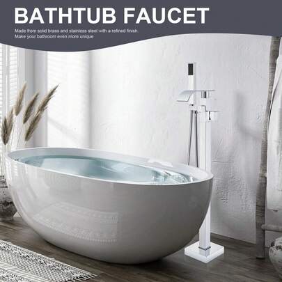 senlesen baño cromado Free Standing tina Filler llave en el piso