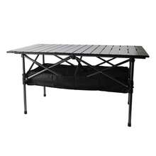 Folding Portable Camping Table Roll-Up Table With Storage For Backyard Beach BBQ - Black - View 9