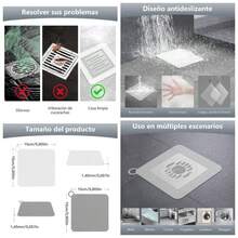 Tapa Coladeras para Regadera Silicona 4 Piezas Tapas de Plstico de Coladera Cuadrados Cubiertas para Coladeras de Desage Antiolor Anticucarachas para Baera Cocina Bao Balcn Lavadero Lavabos Patio - 2 Transparente y 2 Gris - Ver 1