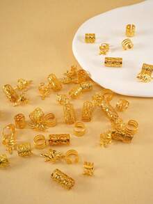 120/80/40件金色发圈套装，街头风，派对，编发饰品，女士发夹，编发装饰，万圣节，哥特，Y2K，秋季小妖精派对发夹，小妖精派对发夹，节日派对装扮发饰，金色金属光泽，礼物，旅行，女士礼物，发饰，圣诞袜填充物