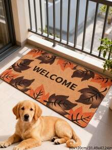 1pc Autumn Leaf Pattern Doormat, Brown-Yellow Background With Scattered Dark And Light Autumn Leaves, Warm And Comfortable Home Decor, Durable And Easy To Clean Material, Suitable For Living Room, Bedroom, Entryway, Kitchen, Bathroom