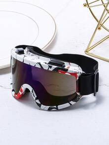 Classic Large Frame Water Transfer Floral Design Ski Goggles, Comfortable Foam Padded Anti-Collision, Unisex One-Piece Coated TPU Frame, Adjustable Strap, Multiple Colors Available