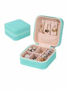 PU Jewelry Storage Box, Travel Jewelry Box, Portable Jewelry Storage Box, Large Capacity Jewelry Storage Box,Multifunctional Double Layer Jewelry Storage Box, Dressing Table Storage Box, Waterproof Large Capacity ,Simple Travel And Home Jewelry Box, Suitable For Necklaces, Earrings, Rings, Bracelets, Portable Travel Jewelry Storage Box, Valentine's Day Gift, Wedding Gift.