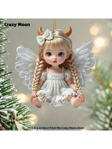 1/4 pièces Pendentif ange en acrylique, accessoires de voiture, ornements de Noël pour la maison des femmes, décorations d'arbre de Noël, fournitures de fête amusantes pour les vacances