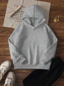 Girls' Casual Printed Loose Hoodie And Children's Clothing, Students' New Fashionable Long Sleeved Top, Suitable For Daily Wear, Play And Outdoor Exploration In Autumn And Winter - 淺灰色 - 查看 4
