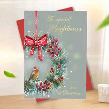 بطاقة عيد الميلاد الفريدة مع مغلف - مثالية للجيران والأصدقاء وتحيات العطلات، تصميم احتفالي مع الأوراق المقدسة والتوت والطيور، مثالية لتمنيات المواسم الخاصة والمناسبات الخاصة، بطاقات عيد الميلاد - متعدد الألوان - مشاهدة 6