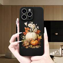 Winter New Autumn Pumpkin Floral Decorative Print Full Package Mixed Color Phone Case For Phone17 Pro MAX/11/12/13/14/15/15 Pro/15 Plus/15 Pro Max/X/XS Max/XR/11 Pro/12 Pro/13 Pro/14 Pro/12 Mini/13 Mini/11 Pro Max/12 Pro Max/13 Pro Max/14 Pro Max/14 Plus/6/6s/6 Plus/7/8/16 Pro/16 Plus/16 Pro Max Galaxy  A54/A14/A12/A13/A15/A32/A33/A24/A52S/S20/S21/S22/S23/S24/S23 Plus/S24 Ultra/S25/A15/A33/A23 Android Phone Case, Essential For Daily Commuting, MagSafe Support, Not Yellowing, Halloween Gift, Virgin Mary UV Print, Independence Day Gift, Christmas Pattern, Valentine's Day Gift, Birthday Gift For Friends And Family - 黑色 - 查看 1