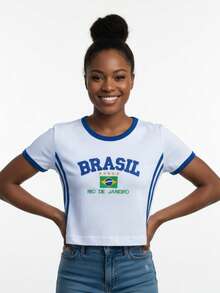 BabyTee Brasil Embroidered Women's T-Shirt - 白色 - 查看 8