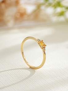 1 pieza Anillo con baño de oro de 18K, piedra natal de diciembre, diseño sencillo adecuado para hombres y mujeres, regalo de cumpleaños - Multicolor - Ver 19