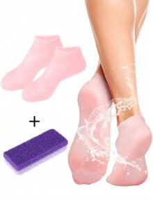 2/1 Paio di calzini idratanti in silicone, calzini in silicone morbidi, calzini SPA antiscivolo in gel per ammorbidire i piedi e la pelle screpolata, calzini SPA per pedicure per la cura dei piedi delle donne dopo la pedicure