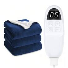 Heated Blanket Throw, 72"Lx84"W Oversized Flannel Heated Blankets, Warm And Snuggly Cozy, Auto Shut-Off 10 Hours, Machine Washable, - Màu xanh lam - Xem 11