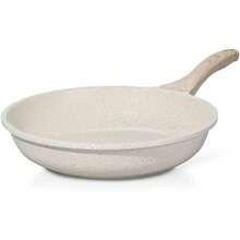 Sartenes Antiadherentes, Sartn de Chef de Granito con Revestimiento Fcil Limpieza, Bateria de Cocina Libre de PFOA, Sartn para Estufa de Induccin Blanco, 24CM - Blanco + 28CM - Ver 2