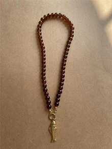 不锈钢鱼形吊坠项链，蓝绿色串珠度假风格项链 - 串珠項鍊 - 查看 13