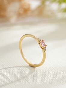 1 pieza Anillo con baño de oro de 18K, piedra natal de diciembre, diseño sencillo adecuado para hombres y mujeres, regalo de cumpleaños - Multicolor - Ver 15