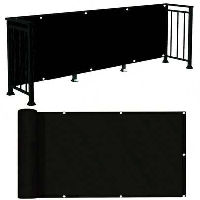 Opaque Privacy Fence, Waterproof Balcony Privacy Screen Cover - UV Protection, Suitable For Apartment Railings, Outdoor Patios, Platforms, Porches (Black)