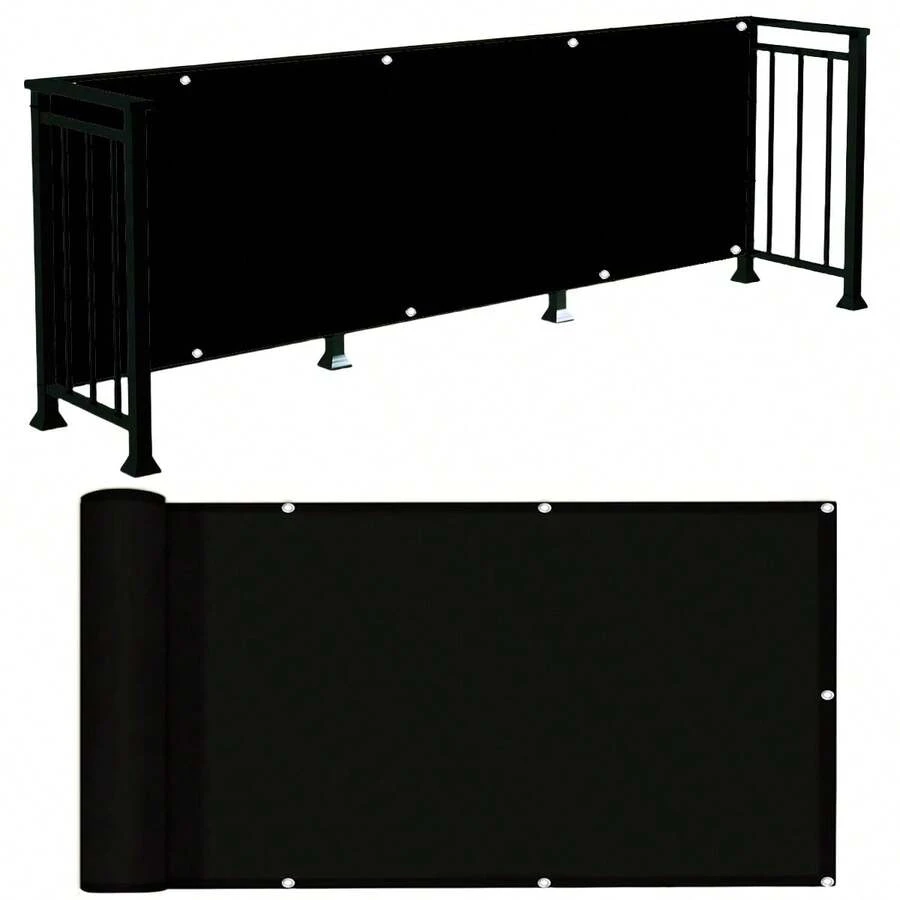 Opaque Privacy Fence, Waterproof Balcony Privacy Screen Cover - UV Protection, Suitable For Apartment Railings, Outdoor Patios, Platforms, Porches (Black) - màu đen - Xem 1