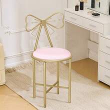 UNHO Fashion Vanity Stool 1PC Metal Frame Bowknot Backrest Pink Dressing Makeup Chair Seat - Pink - View 10