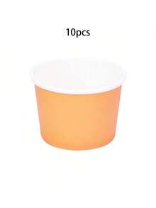 10pcs/20pcs/50pcs Orange Mini Ice Cream Cups Orange Paper Frozen Yogurt Bowls Hot And Cold Foods Perfect For Fall Birthday Thanksgiving Day Party Supplies Favors - Orange - View 7