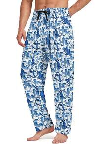 Mens Pajama Pants, Soft Lounge Sleep Pants With Pockets Lightweight Long Pajama Bottoms For Menhalloween - Shark - View 11