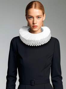 1 件优雅褶皱可拆卸假领，高品质，多功能颈部保暖器，可搭配毛衣、连帽衫、T 恤、连衣裙，适合春季、秋季、冬季 - A-白色 - 查看 10