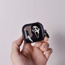 1 件锋利刀锋面具，恶魔恐怖万圣节服装，有趣的恶作剧礼物，男女通用情侣风格，INS 欧美休闲装，简约创意半透明黑色 3D 框架造型带环扣，兼容 1/2/3/Pro/Pro2 耳机盒 - 彩色 - 查看 7