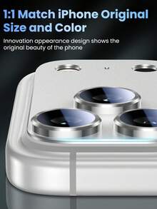 2 piezas Protector de lente de cámara, color plateado, calidad HD, anti-arañazos, anti-caídas, compatible con Apple 11/12/13/14/15/16/16 Plus/16 Pro/16 Pro Max/17/17 Air/17 Pro/17 Pro Max Series - Plateado - Ver 4