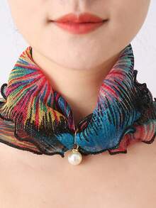 1 pieza Snood de mujer de gasa arrugada, cuello falso, bufanda con protección para el cuello, de seda versátil y elegante, adecuada para el uso diario y actividades al aire libre, Día de San Valentín