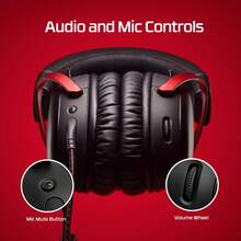HyperX Cloud III 有线游戏耳机，超清晰 10mm 麦克风，带降噪功能，53mm 倾斜驱动单元，DTS 记忆海绵，耐用铝合金框架，适用于 PC 和移动设备的游戏耳机 - 黑紅色 - 查看 11