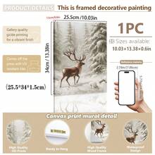 1 件，帆布墙画，带框墙面装饰，复古圣诞老人和圣诞树艺术品，非常适合客厅、卧室或入口处的节日墙面装饰，节日礼物创意，冬季装饰，圣诞节家居装饰，圣诞节