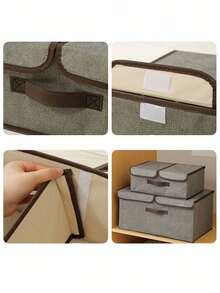 1/3 صندوق تخزين قابل للطي محمول، مناسب لتخزين الملابس والأغراض المنزلية والوجبات الخفيفة، تصميم قسم ثنائي الاستخدام، صندوق تخزين متعدد الوظائف ذو سعة كبيرة