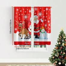 2 piezas Cortinas de entrada de Navidad con diseño de Papá Noel, renos y muñeco de nieve, estilo art decó, de poliéster lavable a máquina, cortinas con tema navideño sin forro para decoración de temporada navideña - uso durante todo el año