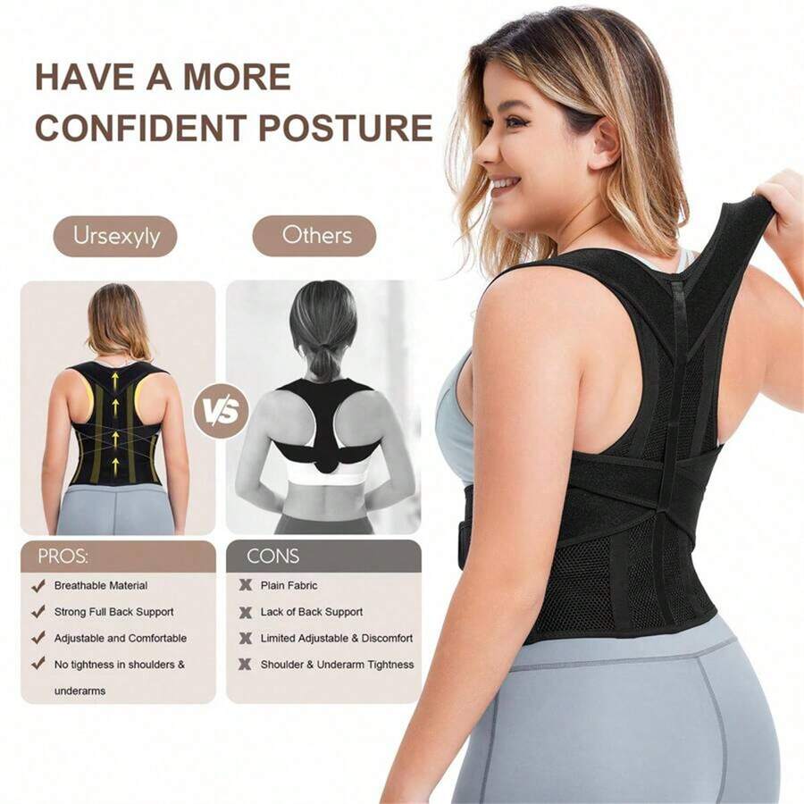 New Posture Corrector, Unisex, Suitable For Indoor And Outdoor Use. This Women's Posture Corrector Brace Features Adjustable Breathable Orthopedic Support To Correct Slouching, Expand Shoulders, Shape Graceful Back Lines And Enhance Poise - Seamless Upper Back Design.