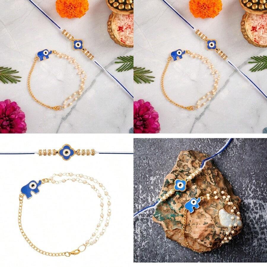 Eximious India Evil Eye Rakhi For Brother And Bhabhi Traditional Lumba Designer Fancy Bracelet On Rakshabandhan Traditional