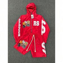 Autumn And Winter Vintage Zipper Loose And Versatile Sweater For Men And Women, Street Hooded Top And Pants Two-Piece Set - Red - View 6