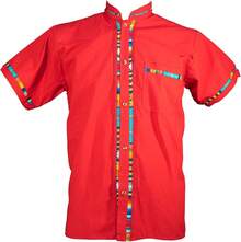 Men's Short Sleeve Mexican Guayabera Shirts Made In Mexico, Multiple Colorshalloween - 紅色 - 查看 1