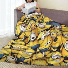 1 Pack Minions Warm Blanket Plush Throw Blanket Fashion Living Room Flannel Bed Cover Sofa Bed Cover For Living Room, Bedroom Sofa Throw Blanket