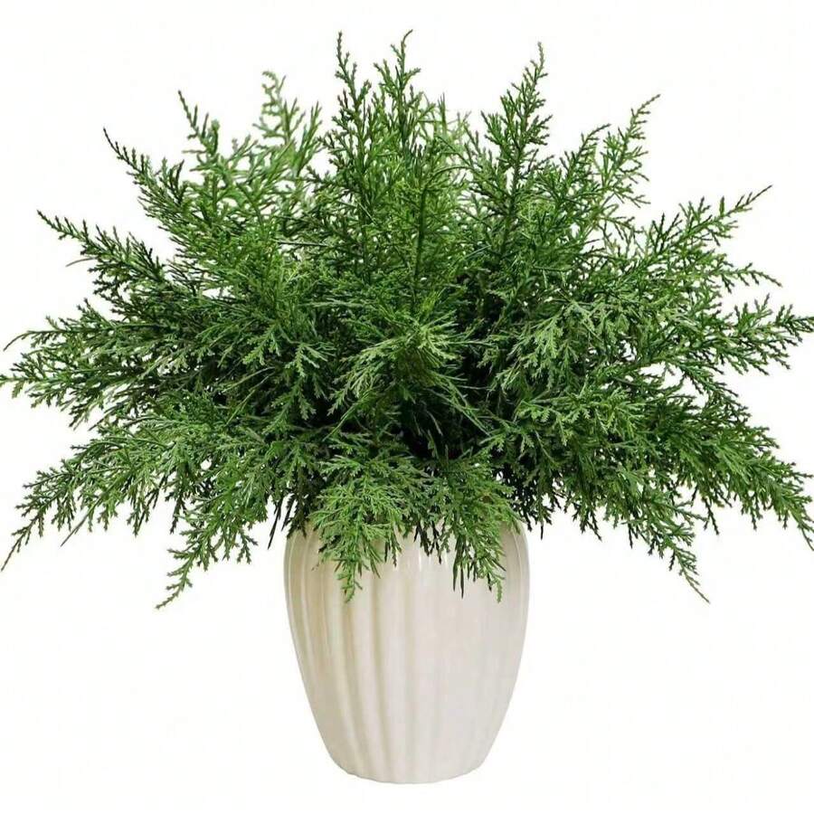 10/15/30 piezas Ramas artificiales de pino, decoraciones de árbol de pino falso para Navidad, plantas falsas, decoración de otoño para el hogar, decoración de invierno para el hogar, decoraciones navideñas, regalos de cumpleaños, decoración de otoño, decoración de habitación, decoración del hogar - Verde - Ver 1