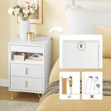 SoBuy 3 Drawers Bedside Table Side Table Sofa Table Lamp Table White W40 X D40 X H63cm FBT115-L-W - FBT168-w - View 12